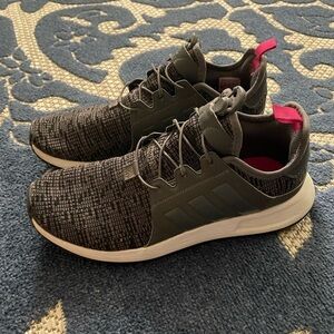 Adidas Black and Pink Athletic Shoes with Knit Upper